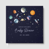 Over The Moon Boy Baby Shower Party Space Galaxy Gastenboek (Voorkant)