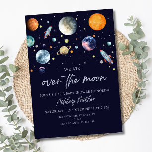 Over The Moon Boy Baby Shower Uitnodiging, Ruimte Kaart