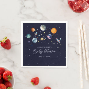 Over The Moon Boy Baby Shower Uitnodiging, Ruimte Servet