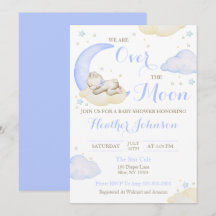 Over The Moon Boy Bear Baby Shower