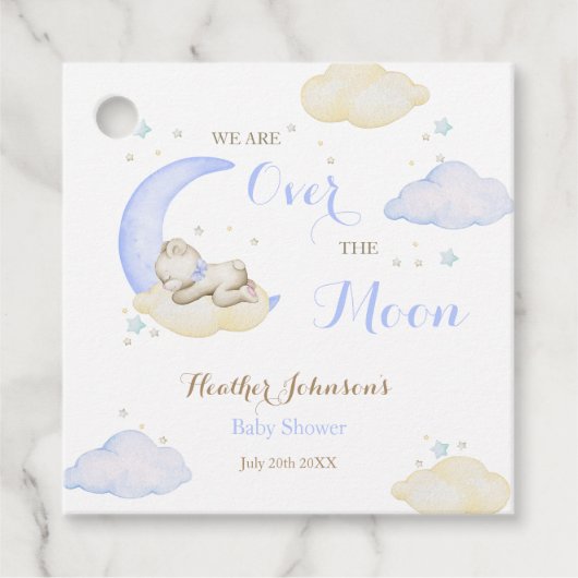 Over The Moon Boy Beer Baby shower Bedankjes Labels (Voorkant)