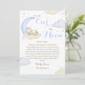 Over The Moon Boy Beer Baby shower Bedankkaart (Staand voorkant)