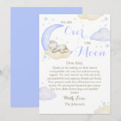 Over The Moon Boy Beer Baby shower Bedankkaart (Voorkant / Achterkant)