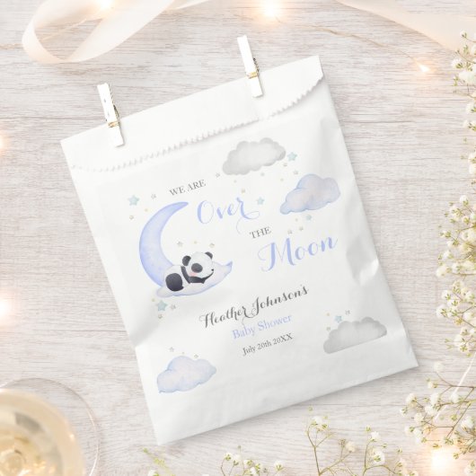 Over the Moon Boy Panda Beer Baby shower Bedankzakje (Geknipt)