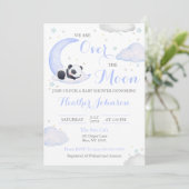 Over the Moon Boy Panda Beer Baby shower Kaart (Staand voorkant)