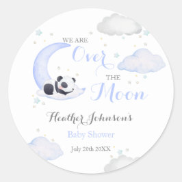Over the Moon Boy Panda Beer Baby shower Ronde Sticker