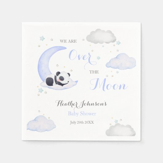 Over the Moon Boy Panda Beer Baby shower Servet (Voorkant)