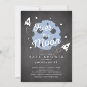 Over the Moon Boys Baby shower Invitation Kaart (Voorkant)
