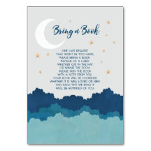Over the Moon Breng een Boek Baby shower Insert Ka