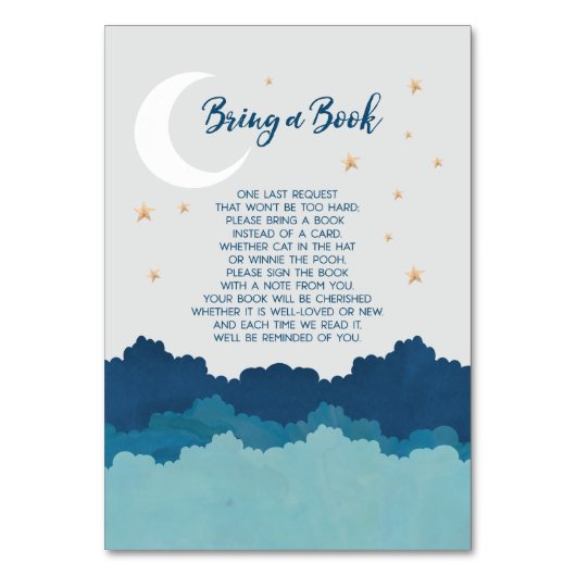 Over the Moon Breng een Boek Baby shower Insert Ka Kaart (Voorkant)