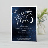 Over The Moon Bruidsdouche Echt Zilver Folie Uitnodiging (Staand Voorkant)