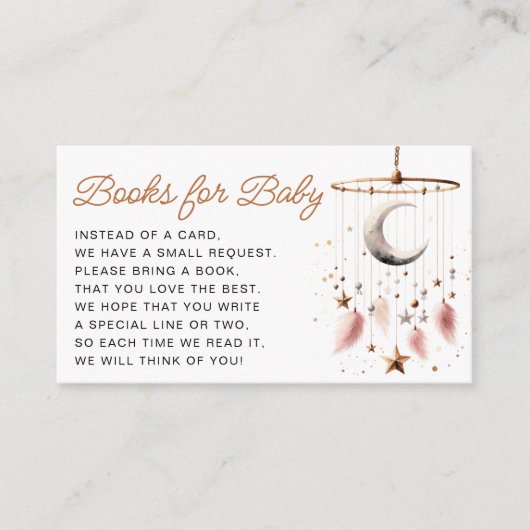 Over the Moon Celestial Baby shower Boeken voor Ba Informatiekaartje (Voorkant)