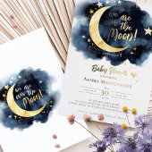 Over the Moon Celestial Baby shower Folie Accenten Folie Uitnodiging