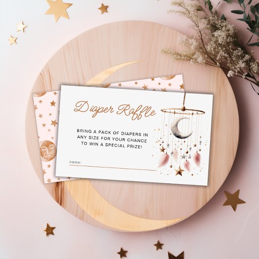 Over the Moon Celestial Baby shower Luier Raffle Informatiekaartje