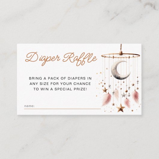 Over the Moon Celestial Baby shower Luier Raffle Informatiekaartje (Voorkant)
