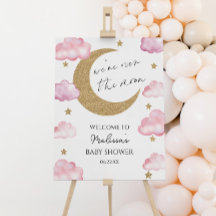 Over The Moon Celestial Baby Shower Welcome Sign