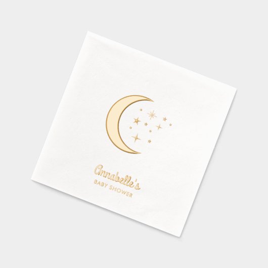 Over the Moon Celestial Gold Baby shower servetten (Links)
