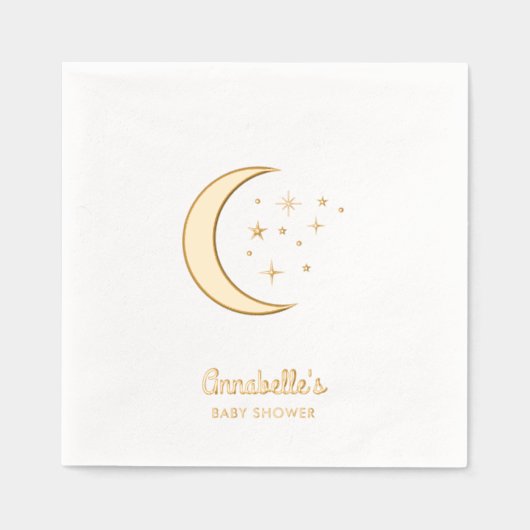 Over the Moon Celestial Gold Baby shower servetten (Voorkant)