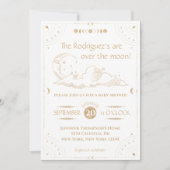 "Over the Moon" Celestial Moon & Stars Baby shower Kaart (Voorkant)
