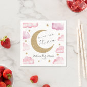 Over The Moon Celestial Pink Clouds Baby Shower Servet (Insitu)