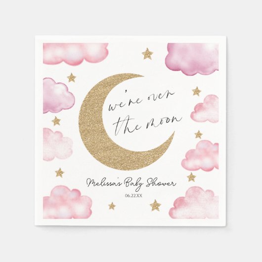 Over The Moon Celestial Pink Clouds Baby Shower Servet (Voorkant)