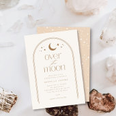 Over the Moon Cream Boho Baby shower Invitation Kaart