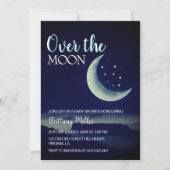 Over the Moon Crescent Stars Baby shower Kaart (Voorkant)