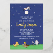 Over the Moon Custom Folie Baby shower Invitation Folie Uitnodiging (Voorkant)