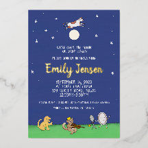 Over the Moon Custom Folie Baby shower Invitation