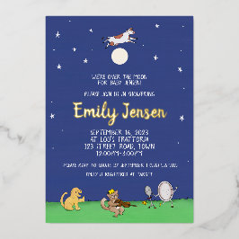 Over the Moon Custom Folie Baby shower Invitation Uitnodiging
