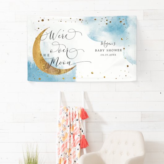 Over the Moon Dreamy Blue Sky Baby shower Spandoek (Insitu)