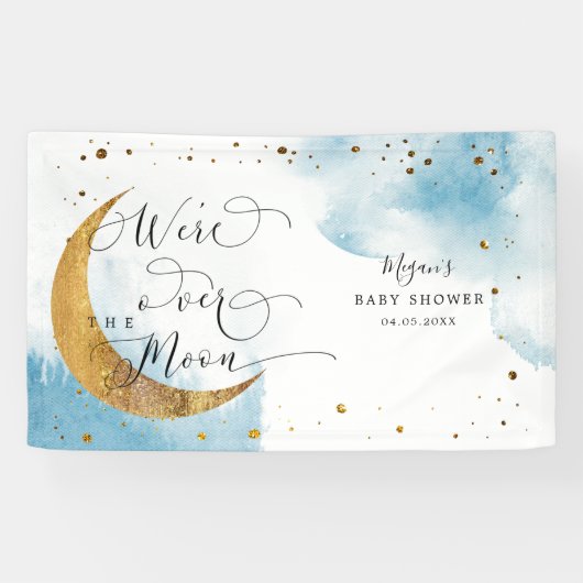 Over the Moon Dreamy Blue Sky Baby shower Spandoek (Horizontaal)