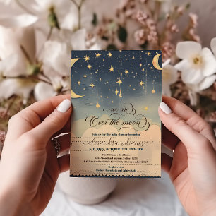 Over the Moon Dreamy Boy Baby shower Kaart