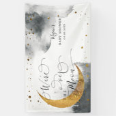 Over the Moon Dreamy Grey Sky Baby shower Spandoek (Verticaal)