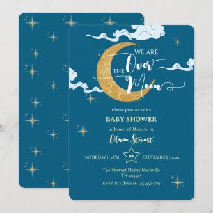 Over the moon Dreamy Night Baby shower Invitation Kaart