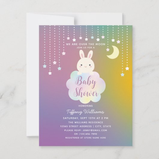 Over the Moon Een konijntje is op The Way Baby sho Kaart (Voorkant)