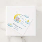Over the Moon Elephant Boy Baby shower Bedankjes Labels (In situ)