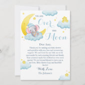 Over the Moon Elephant Boy Baby shower Bedankkaart (Voorkant)