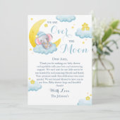 Over the Moon Elephant Boy Baby shower Bedankkaart (Staand voorkant)