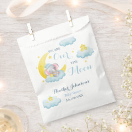 Over the Moon Elephant Boy Baby shower Bedankzakje