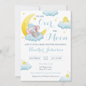 Over the Moon Elephant Boy Baby shower Kaart (Voorkant)