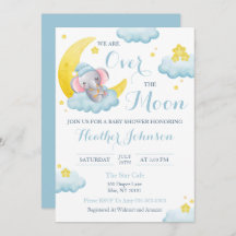 Over the Moon Elephant Boy Baby shower