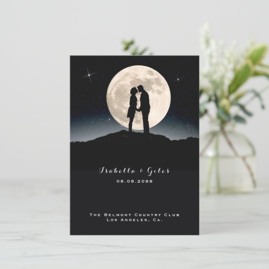 Over the Moon en Sterrennacht bruiloft Menu (Staand voorkant)