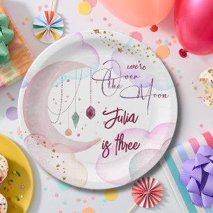 Over the moon fantasie kids verjaardag papieren bordje