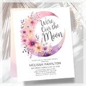 Over the Moon Floral Baby shower Budget Invitation