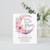 Over the Moon Floral Baby shower Budget Invitation (Staand voorkant)