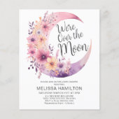 Over the Moon Floral Baby shower Budget Invitation (Voorkant)