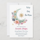 Over the Moon Floral Baby shower Kaart (Voorkant)