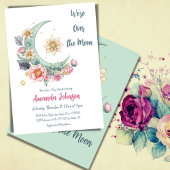Over the Moon Floral Baby shower Kaart