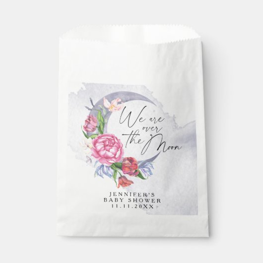 Over the moon Flowers baby shower Bedankzakje (Voorkant)